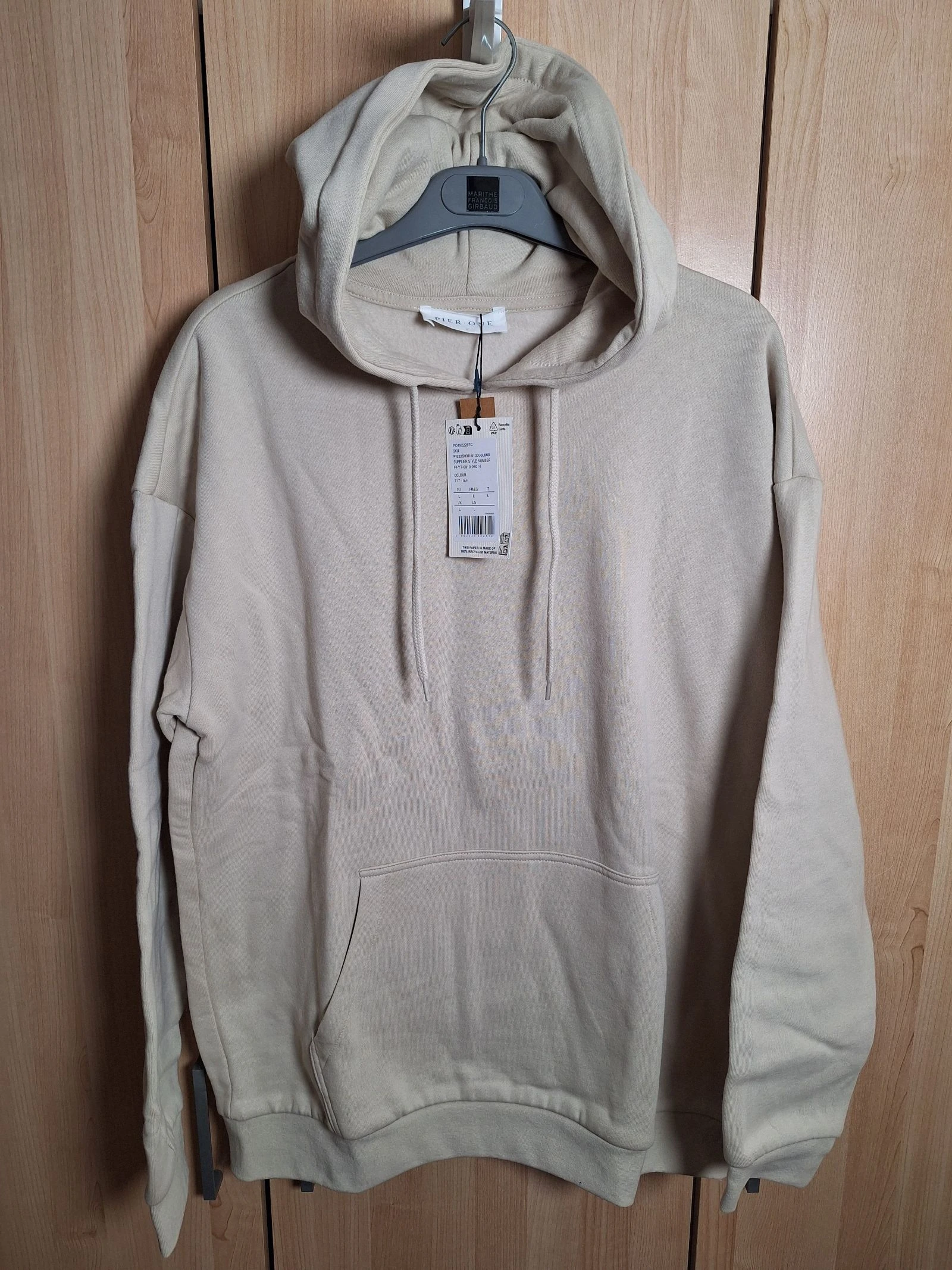 sweat a capuche pier one beige taille l neuf avec etiquette
